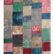 Bold patchwork area rug handwoven oriental wool carpet- 200x300cm