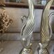 Pair of brass bookends, sculptural swans in Art Nouveau style.