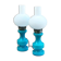 Paire de lampes en opaline bleu turquoise vintage