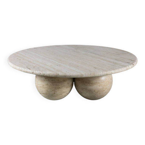 Table basse circulaire en travertin