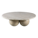 Circular travertine coffee table