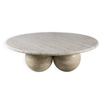 Table basse circulaire en travertin