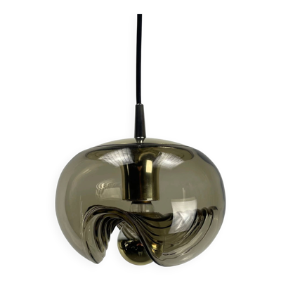 Suspension Futura en verre fumé ondulé par Peill & Putzler 1970