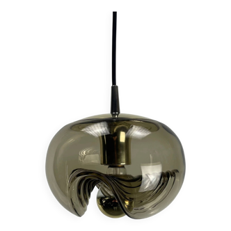 Futura suspension in smoked wavy glass by Peill & Putzler 1970