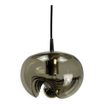 Futura suspension in smoked wavy glass by Peill & Putzler 1970
