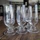 Set of 6 vintage champagne flutes on low crystalline stand