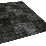 Handmade anatolian overdyed 171 cm x 247 cm black patchwork carpet