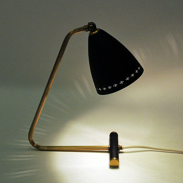 Swedish adjustable black metal desklamp 1950s