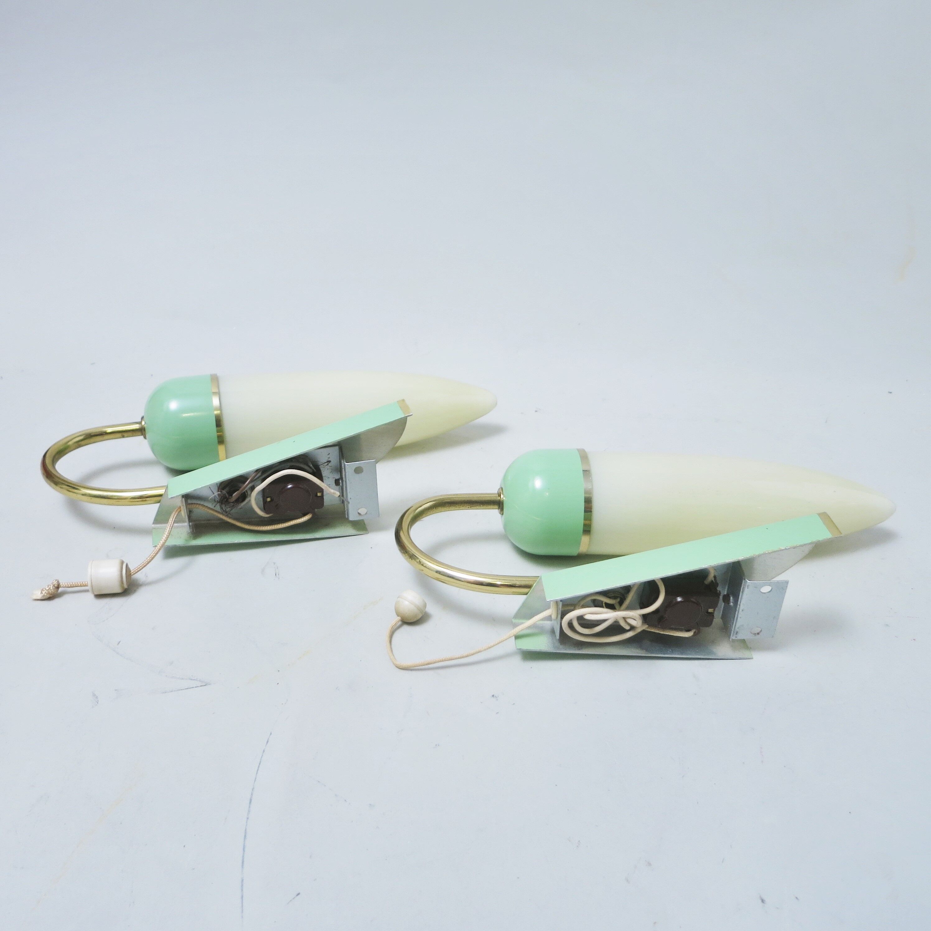 Pair of italian 50's pale green and gold