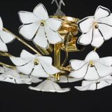 Delicious Murano Ceiling Light White Flowers, 1970