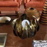 Lampadaire/lampe de table en laiton fleur de lotus, attr. Bottega Gadda, Italie, 1970