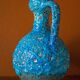 Fat Lava turquoise ceramic vase, ceramic pitcher, sea foam, blue crater vase, turquoise emaux