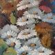 Vintage original floral oil painting with wildflowers in blue vase