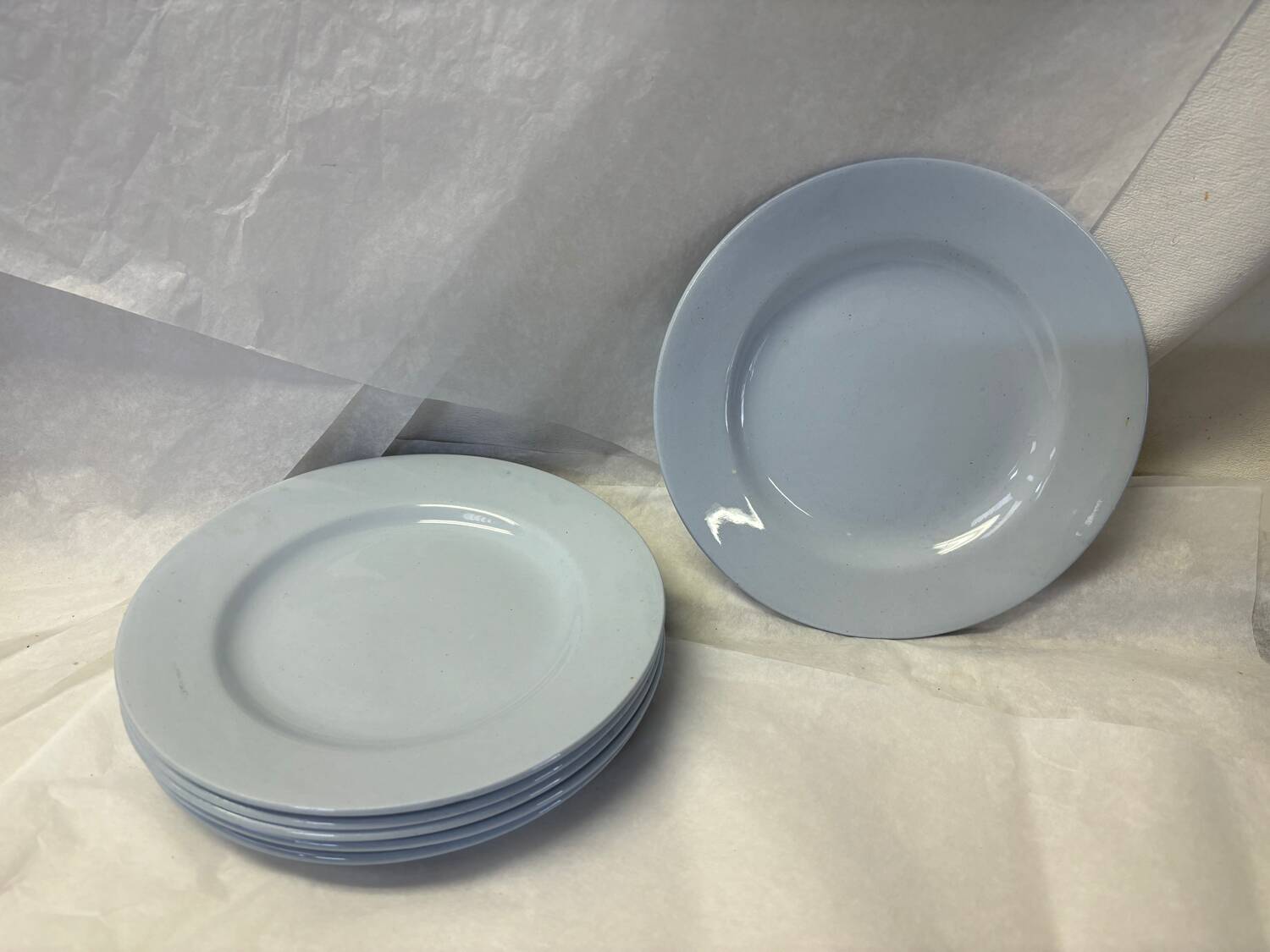 Set of 6 Moulin des loups blue dessert plates