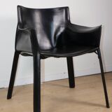 Fauteuil vintage en cuir noir - Années 80