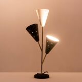 Stilnovo. 3-light lamp in sheet metal and brass. 1960s.
