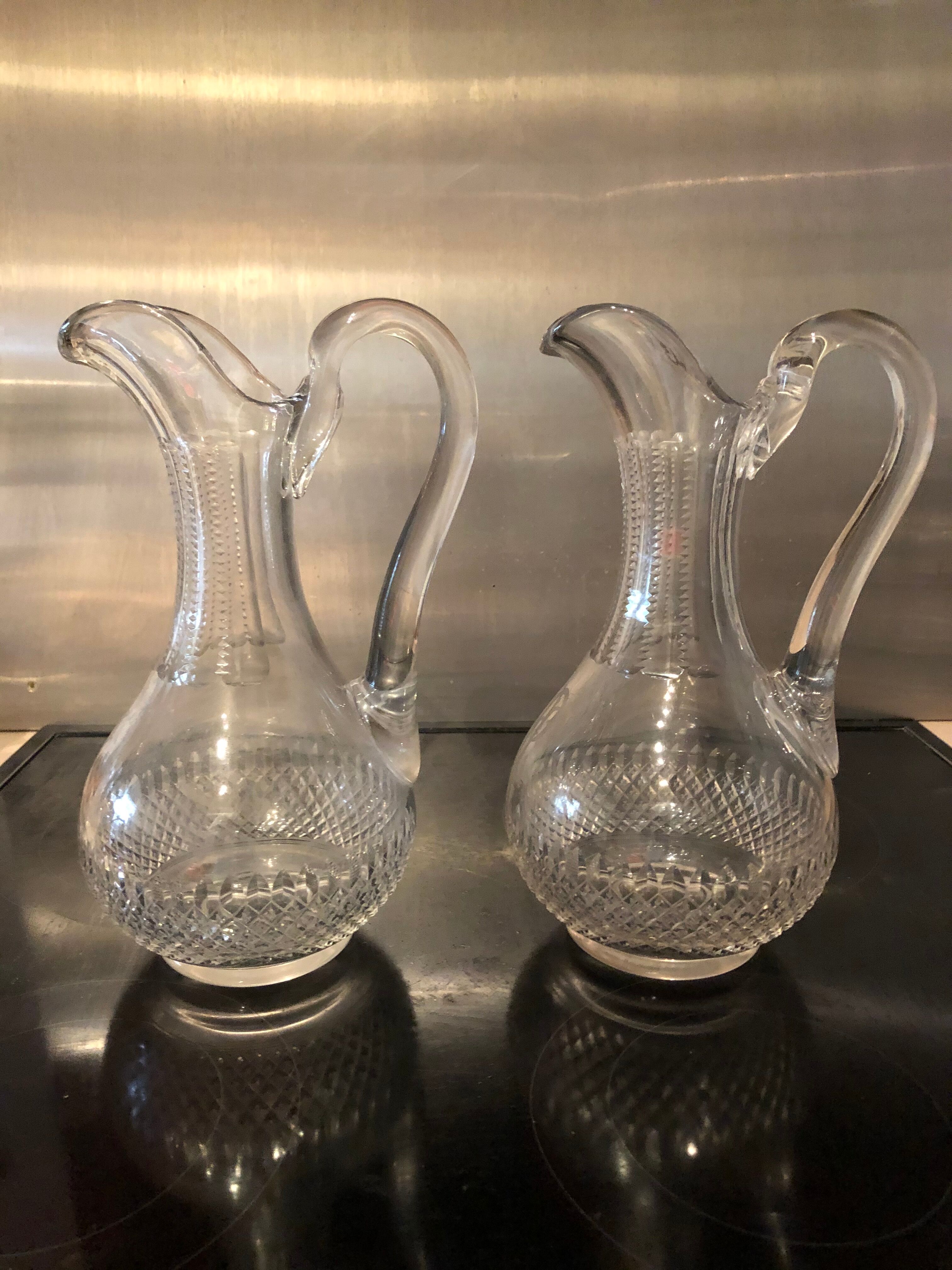 Pair of cut crystal pitchers
