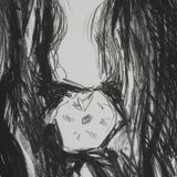 Edvard Munch: Brooch, Eva Mudocci, signed lithograph