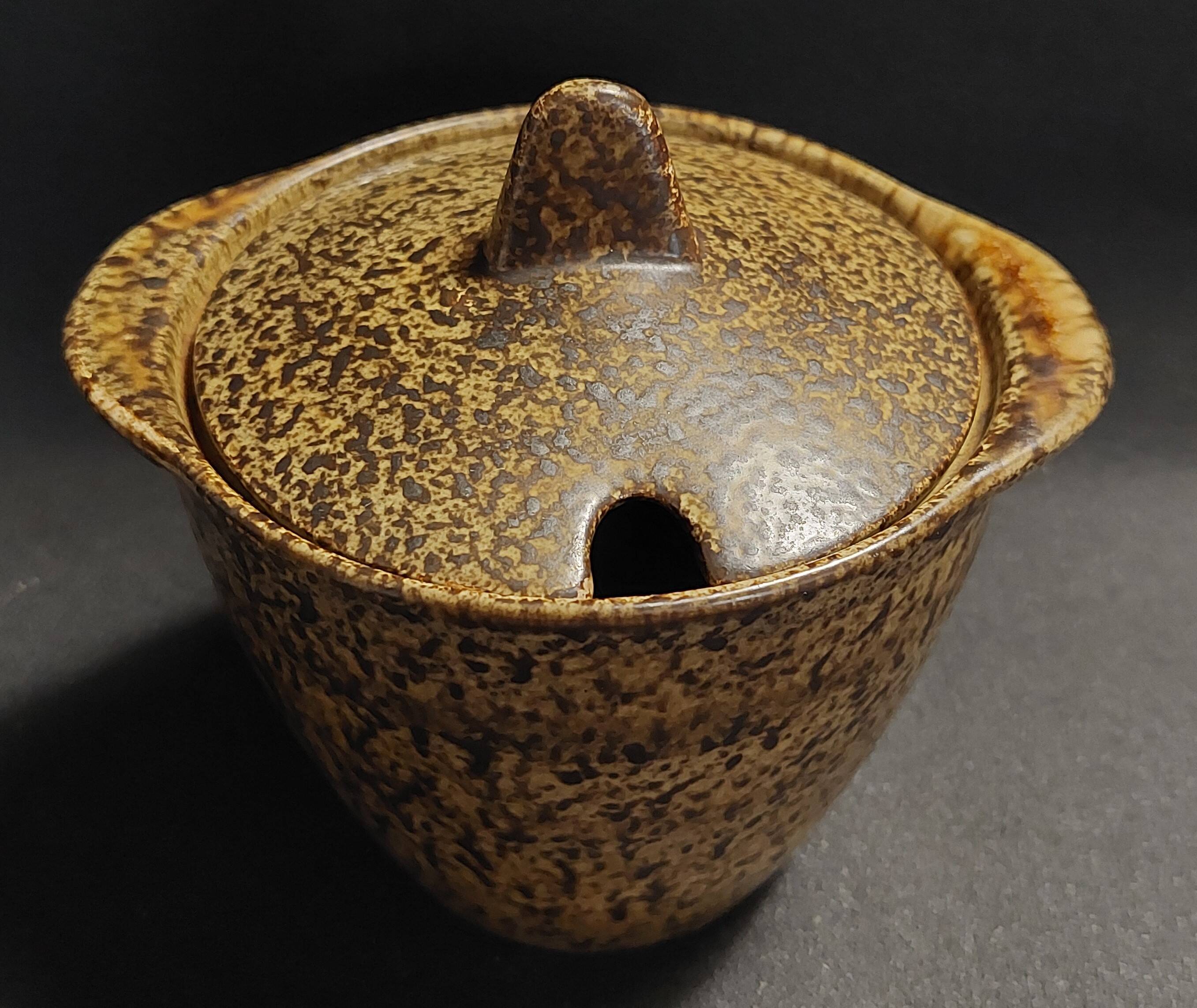 Vintage stoneware mustard pot from the 20th century