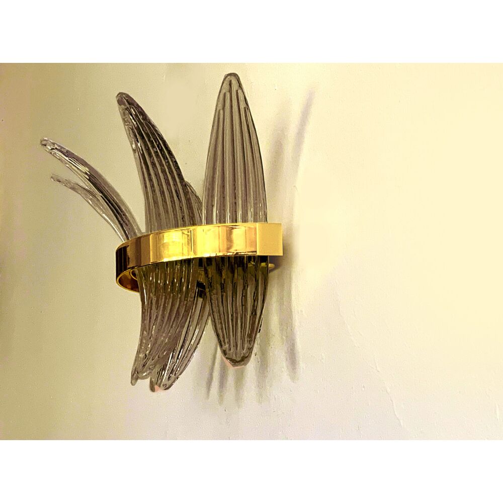 Fume’ “palmette” murano glass belt wall sconce