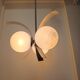 Vintage 3-branch chandelier in aluminum and opaline – 70s – Retro design