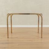 70s Side Table, gold metal frame with glass top