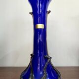 Vase en verre soufflé bleu cobalt – Silice Création Biot – 39 cm