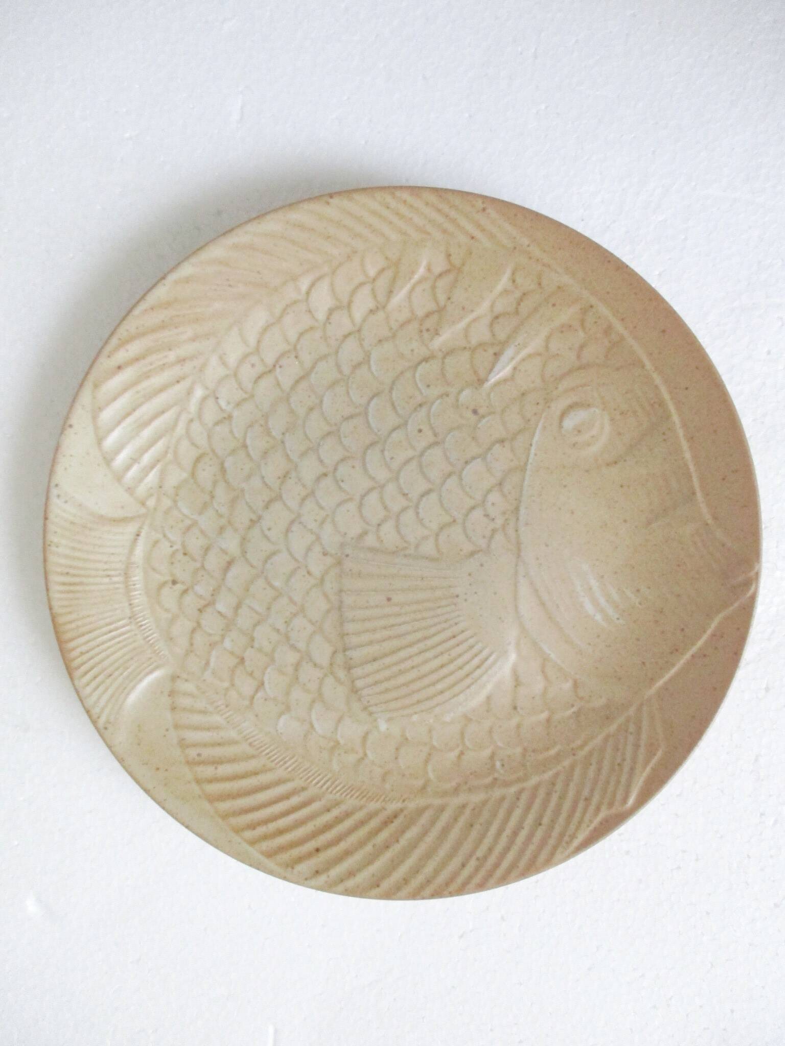 Flat plates Fish Sandstone CNP Village France Lot of 6