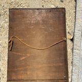 Miroir ancien en bois et stuc doré forme allongée moulure fine