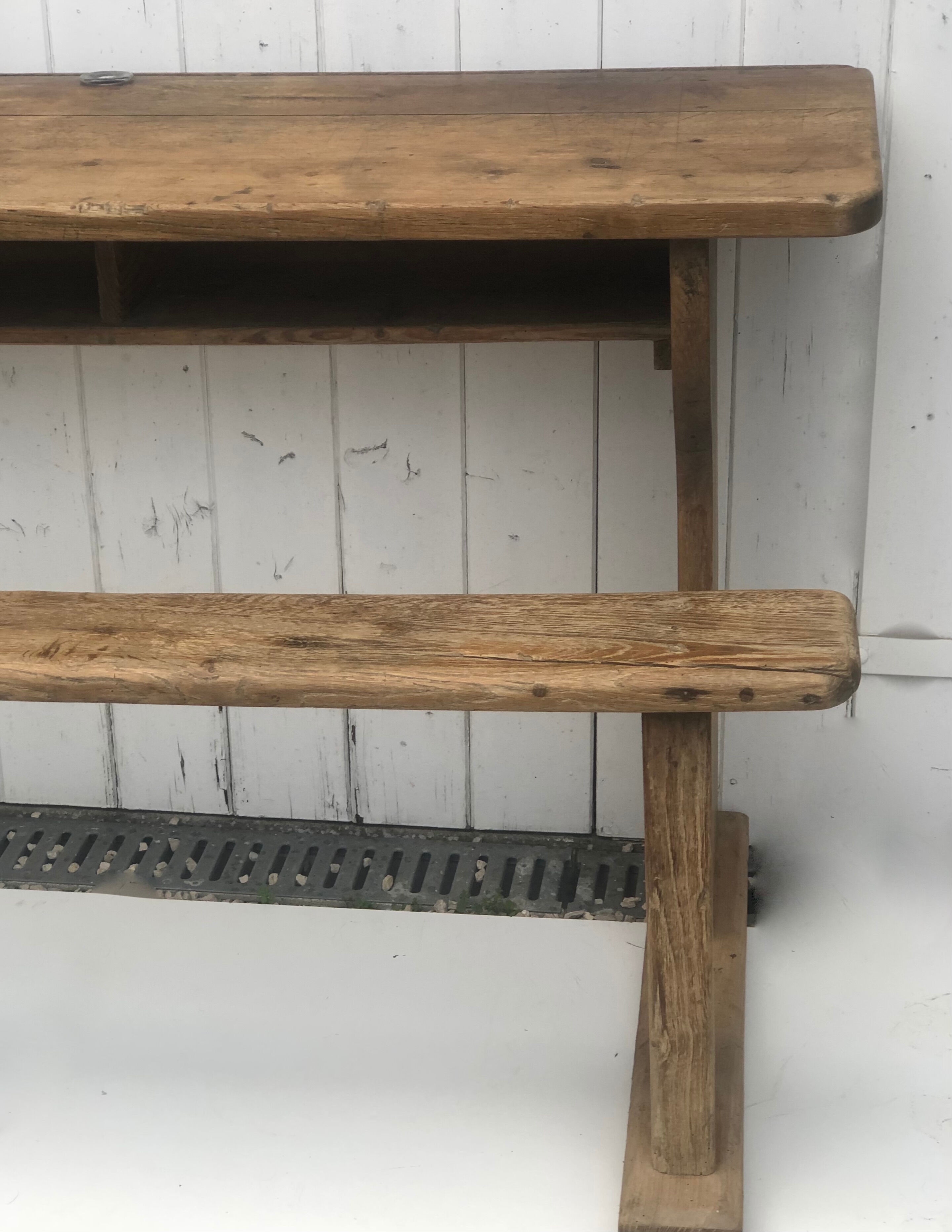 School desk and bench 3 places child wood