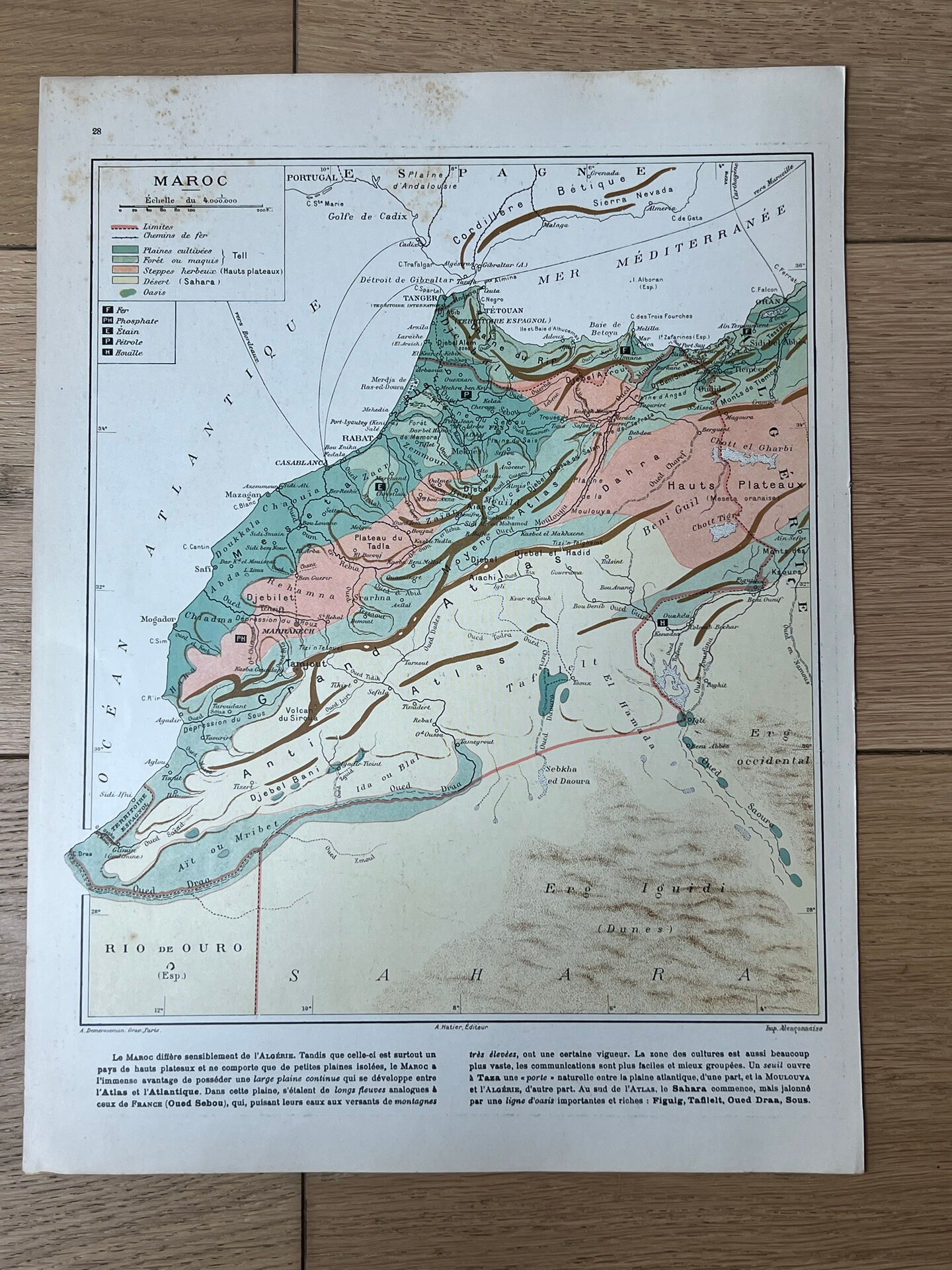 Original map of Morocco 37x27cm - 1908