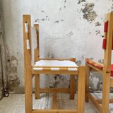 Set of 4 80s colored pine chairs