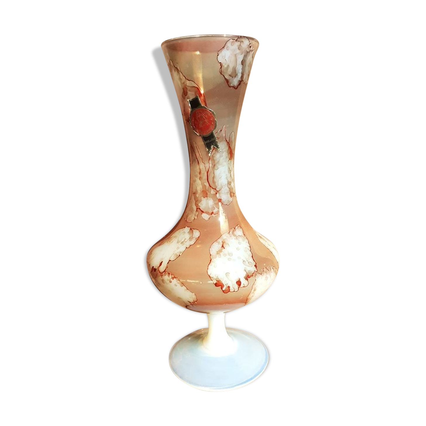 Old vase in real opaline from Italy, painted by hand.