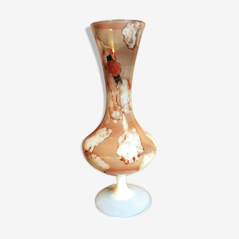 Old vase in real opaline from Italy, painted by hand.