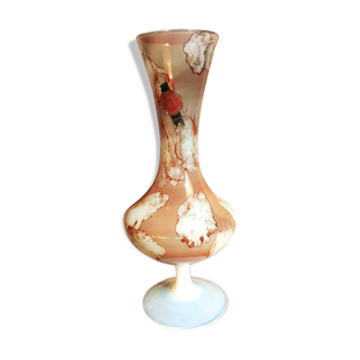 Old vase in real opaline from Italy, painted by hand.