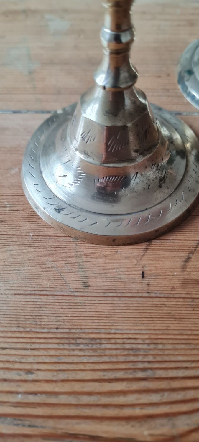 Pair of gilded brass candle holders