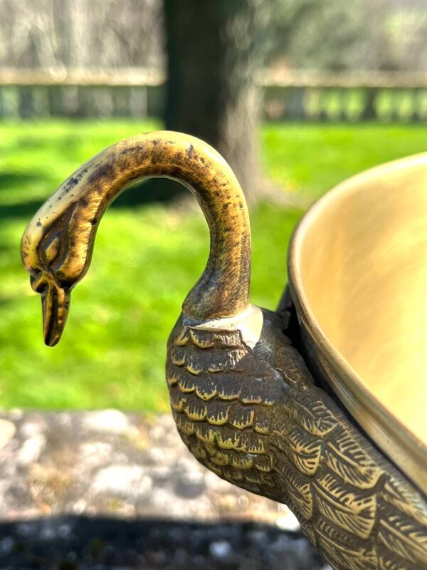 Refroidisseur à champagne en laiton Swan – Poignées en forme de cygne sculpturales vintage solides