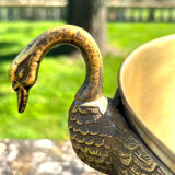 Swan Brass Champagne Cooler – Vintage Solid Sculptural Swan Handles