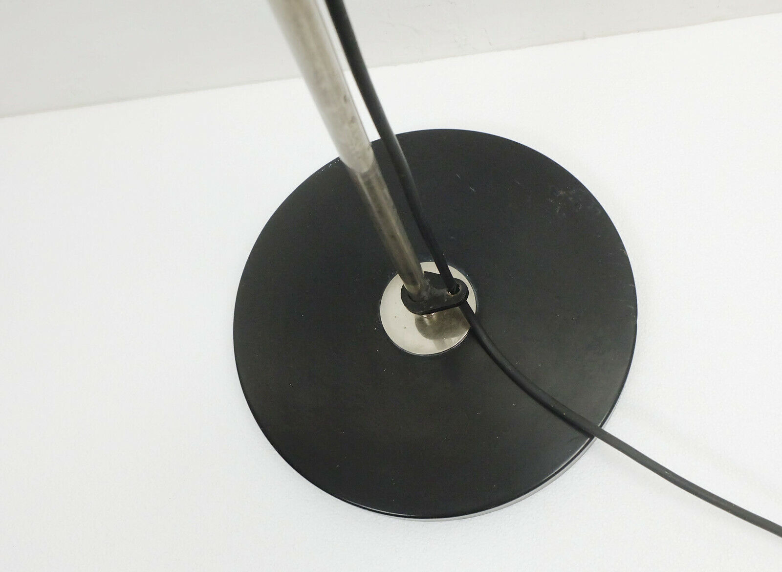 Floor lamp fiberglass shade chrome black metal 1960s