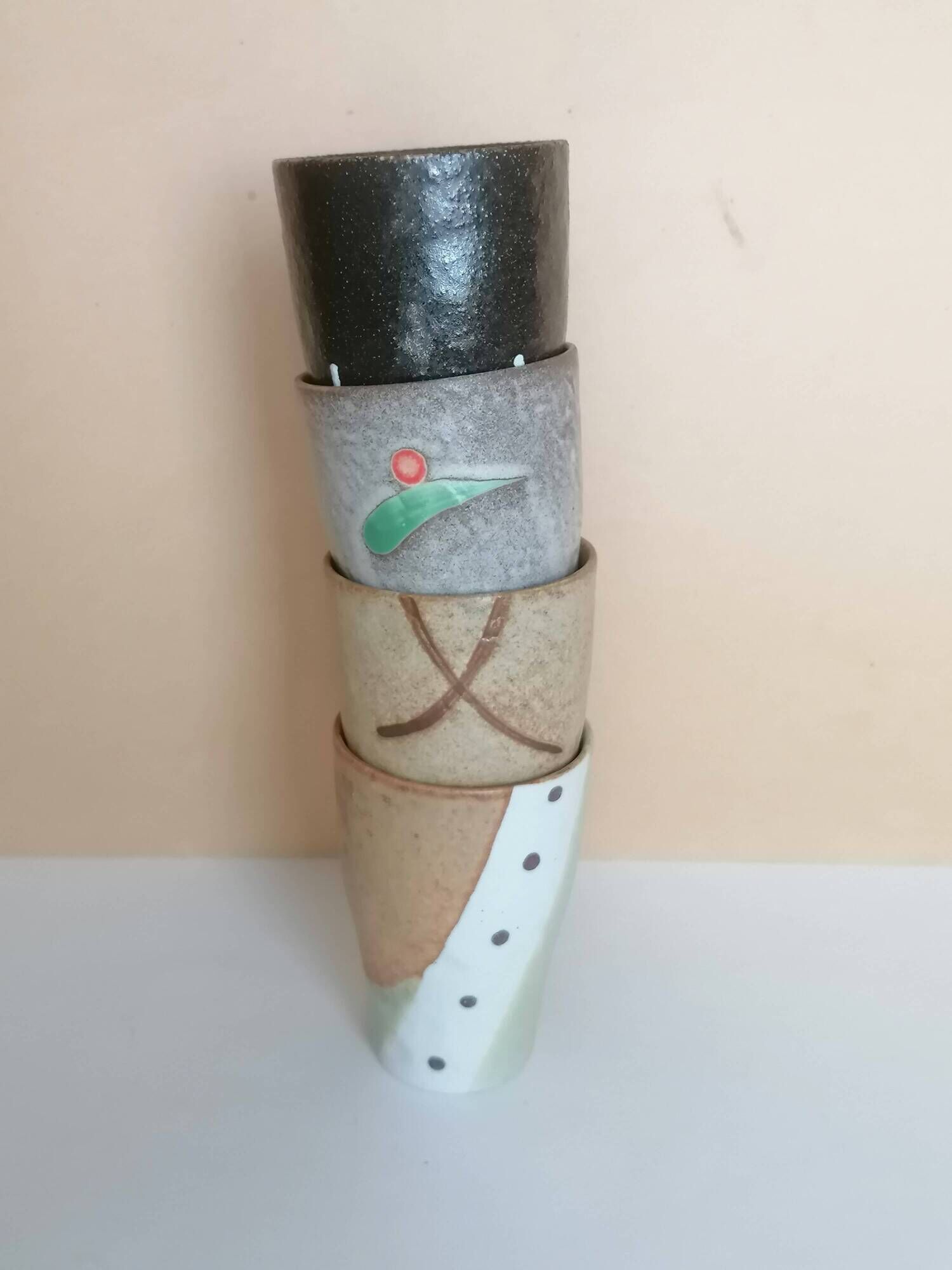 4 ceramic cups handcrafted