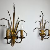 Pair of floral wall lamps by Ferro Arte, Spain, 1960
