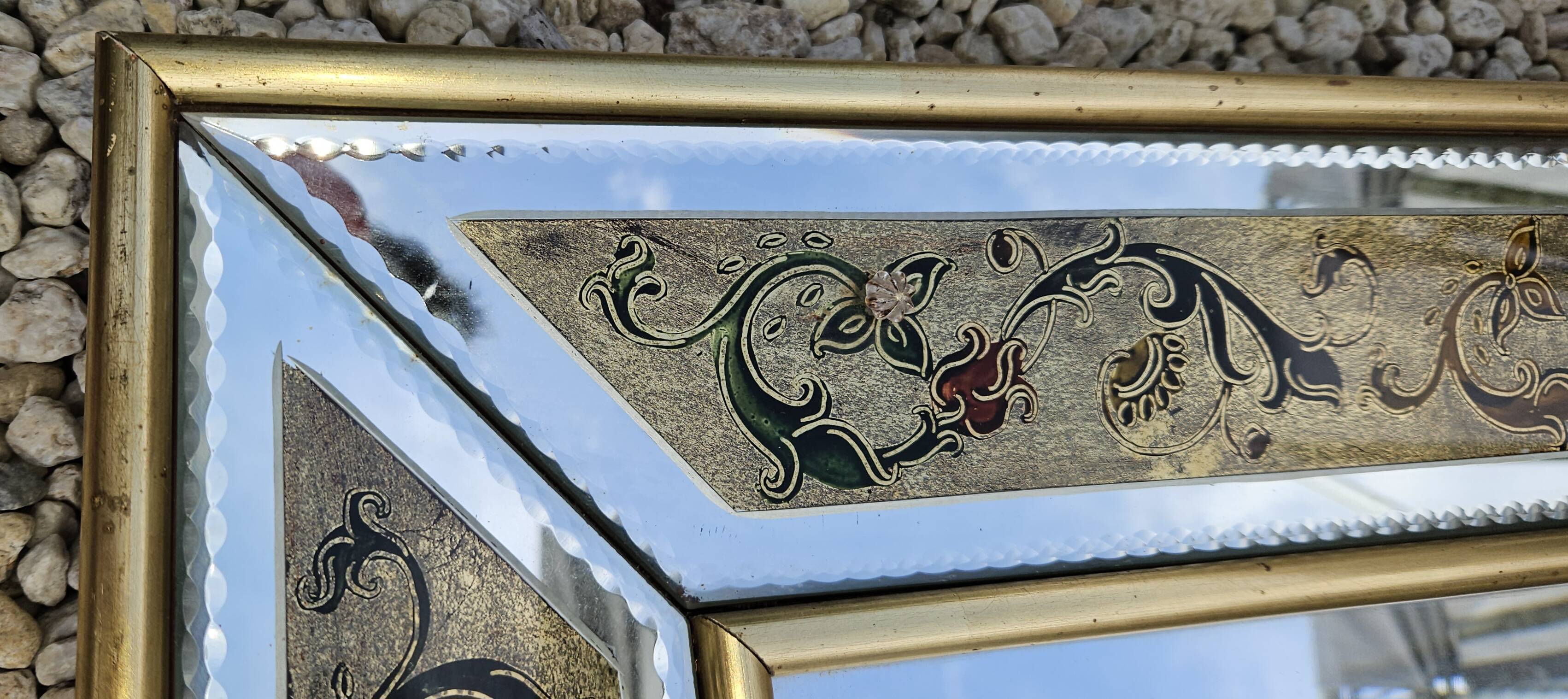 Miroir De Venise avec verre gravé decor floral