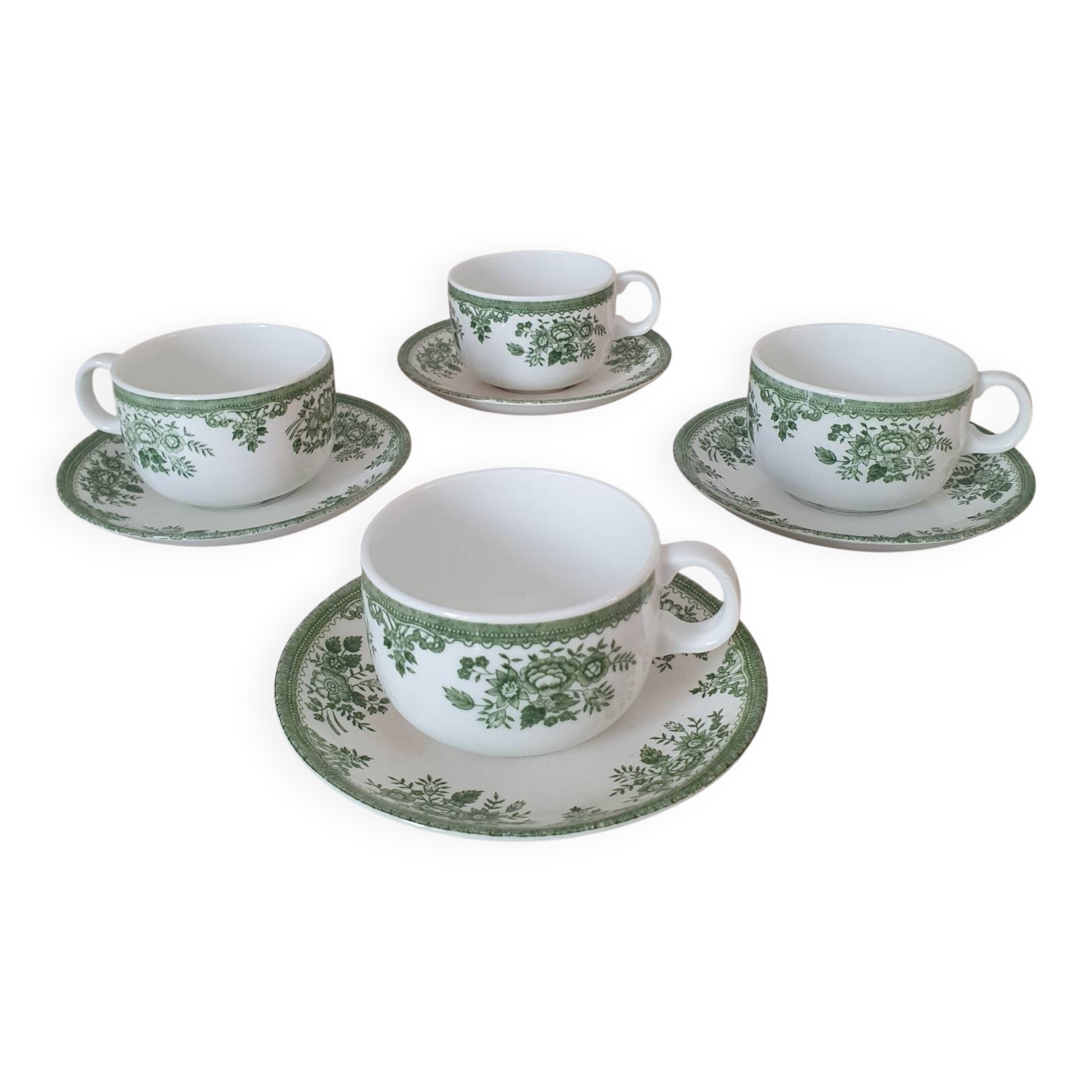 Tasses et sous-tasses en porcelaine Old Gustavberg, collection Fasan