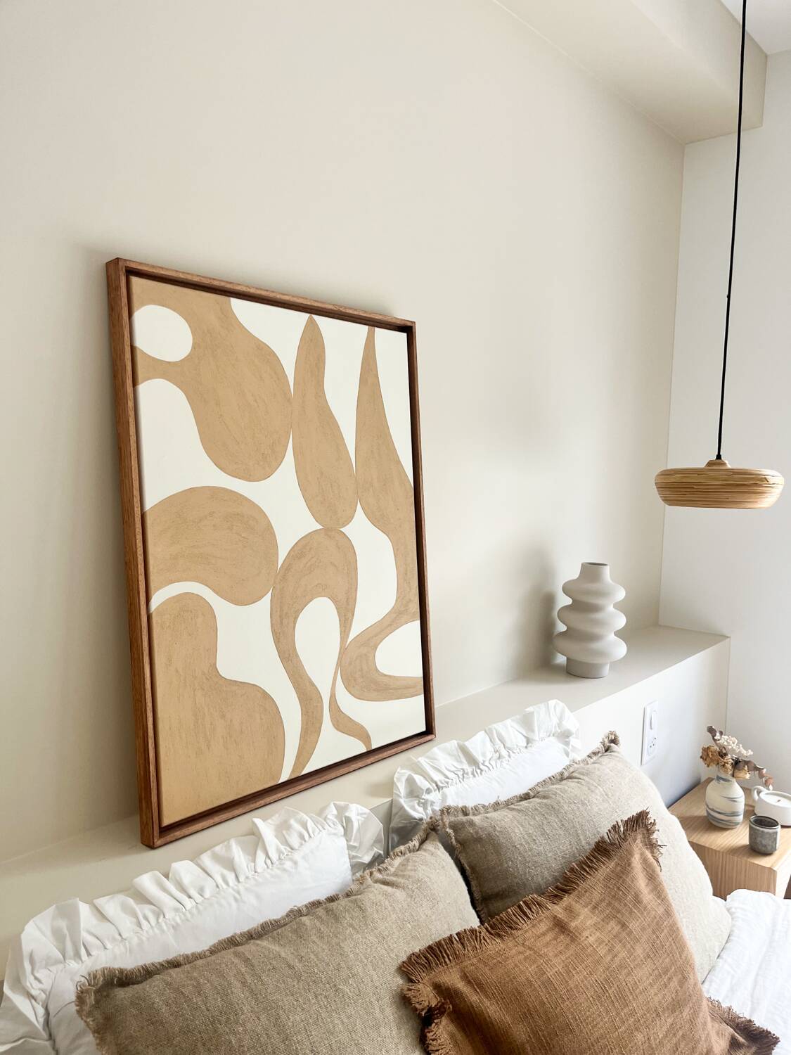 Beige and cream organic relief table.