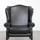 Black cowhide leather Chesterfield wingback chair in English style