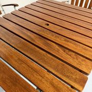 Vintage folding garden set table 4 chairs wood and metal 1960
