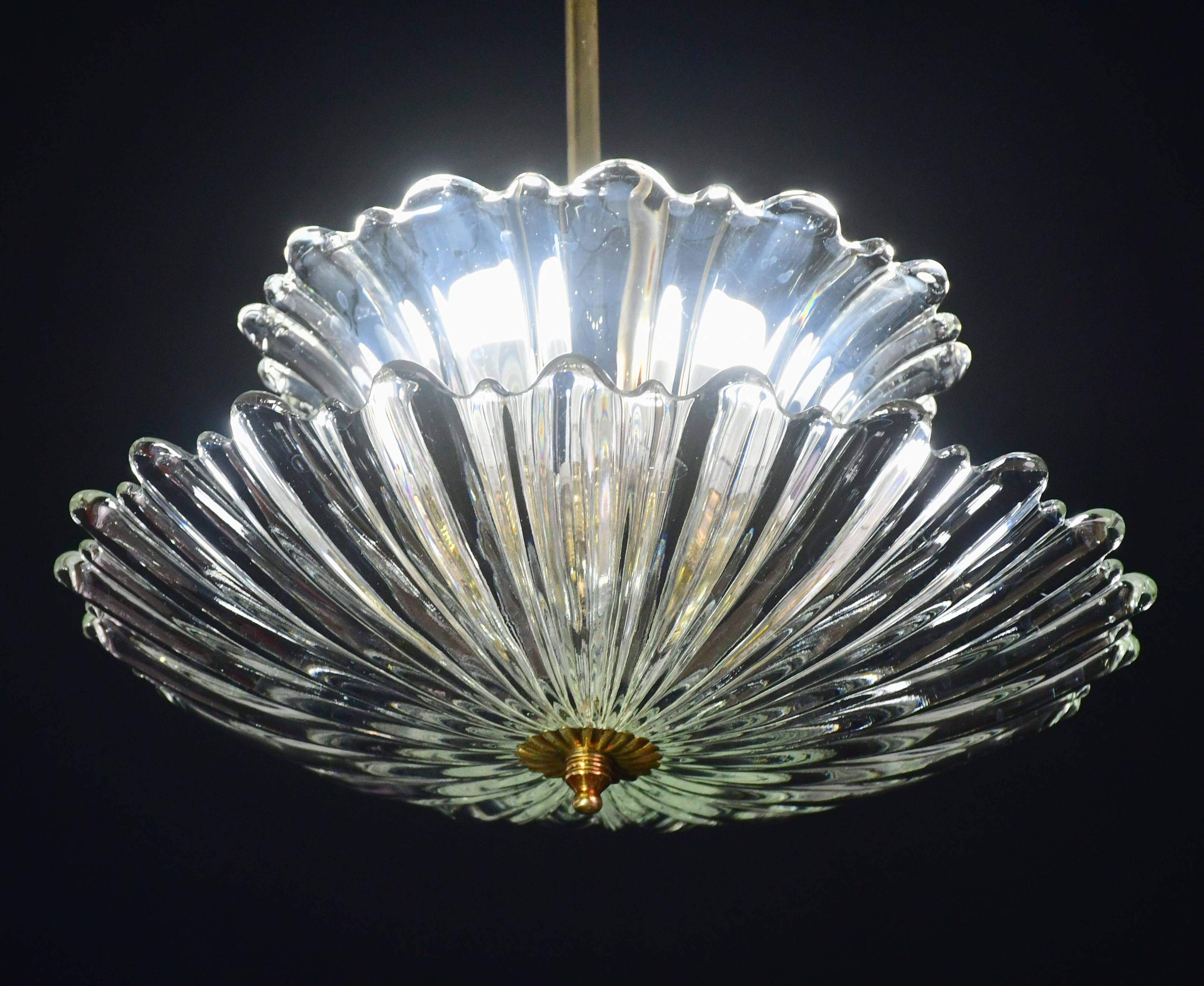 Art Deco pendant light Murano glass by Barovier, 1950