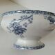 Vegetable dish U&C Sarreguemines with handles, Royat model in blue decoration.