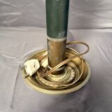 Antique Empire Column Lamp Base, Gilded Brass, Green Candle Holder Chandelier