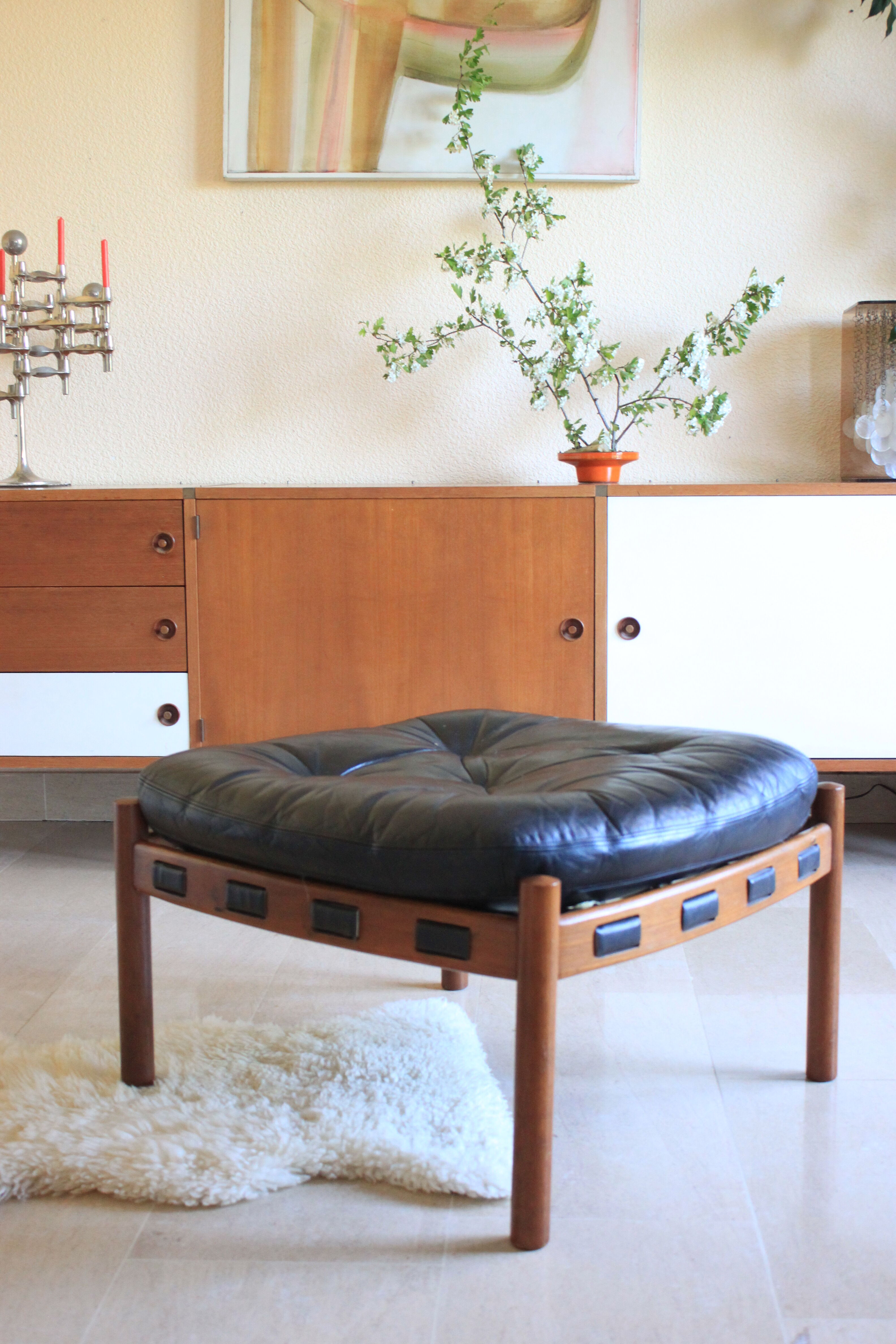 Danish Ottoman in rosewood and leather Arne Norell, 60s